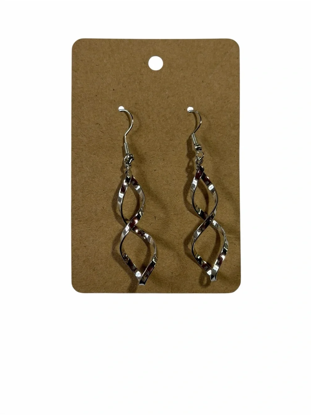 Silver Twisted Dangle Earrings - Classic Women's Jewelry